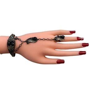 VTG RB(Robert Becenti) Sterling black onyx Navajo slave cuff bracelet & ring